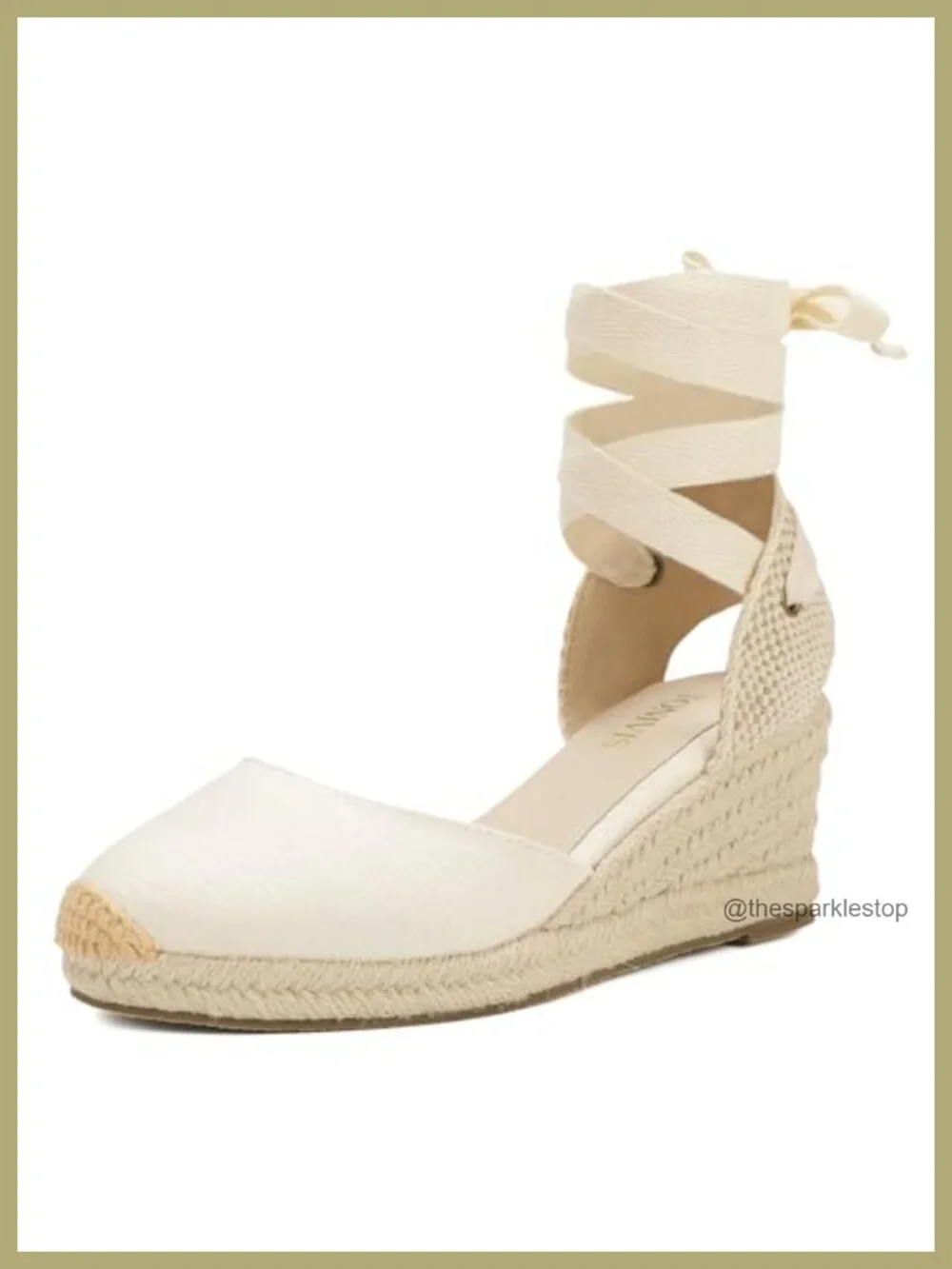 Espadrille Wedge Sandals Closed Toe Lace-Up Linen Ankle Strap